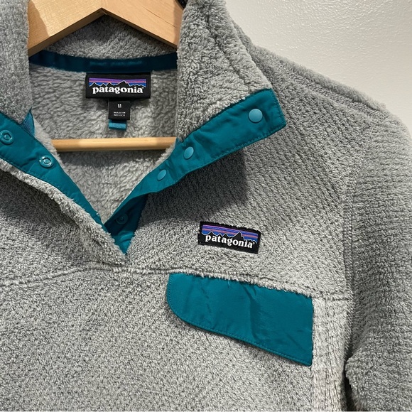 Patagonia Fleece Retool Snap-T Pullover Sweater Gray Teal Women’s Small M - Picture 6 of 9